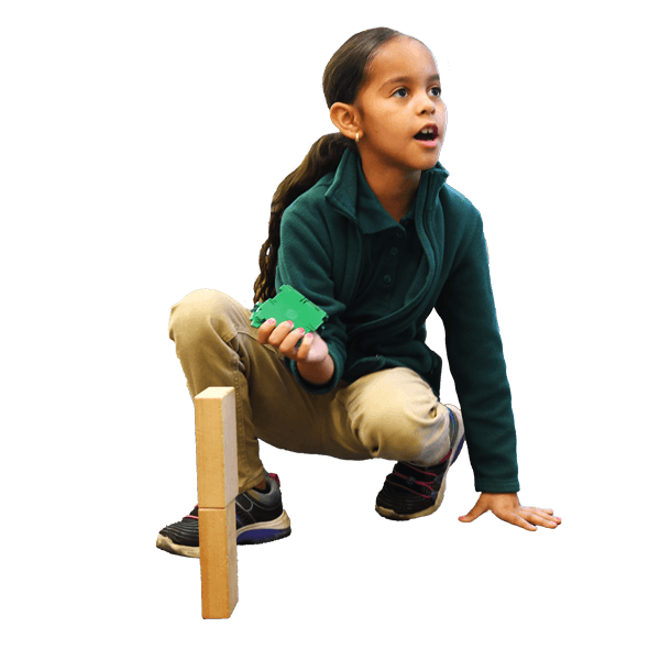 Student playing with blocks